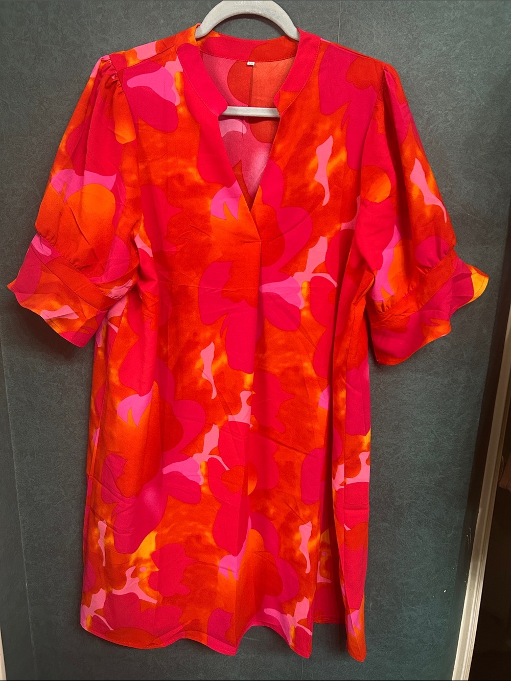 NWOT XXL Vibrant Fuchsia & Orange Floral Shift Dress